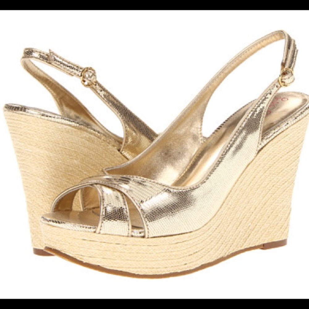 Lilly Pulitzer Gold Wedges Size 9